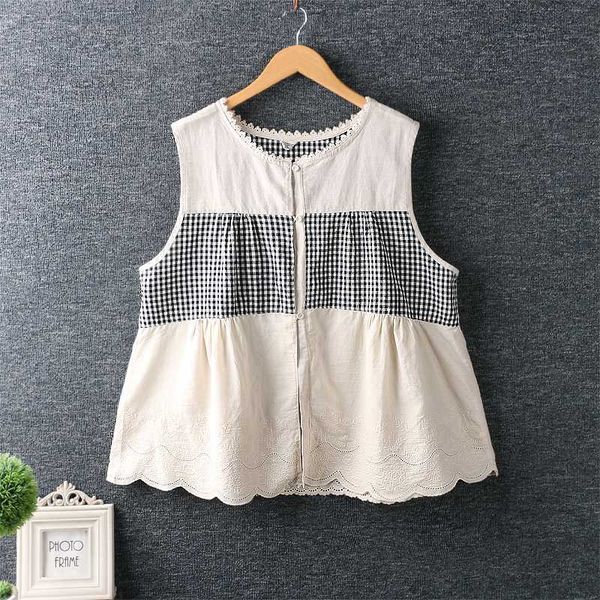 2020 new summer artistic hipster plaid cotton and linen vest outdoor loose shirt women, White
2020 new summer artistic hipster plaid cotton and linen vest outdoor loose shirt women, White