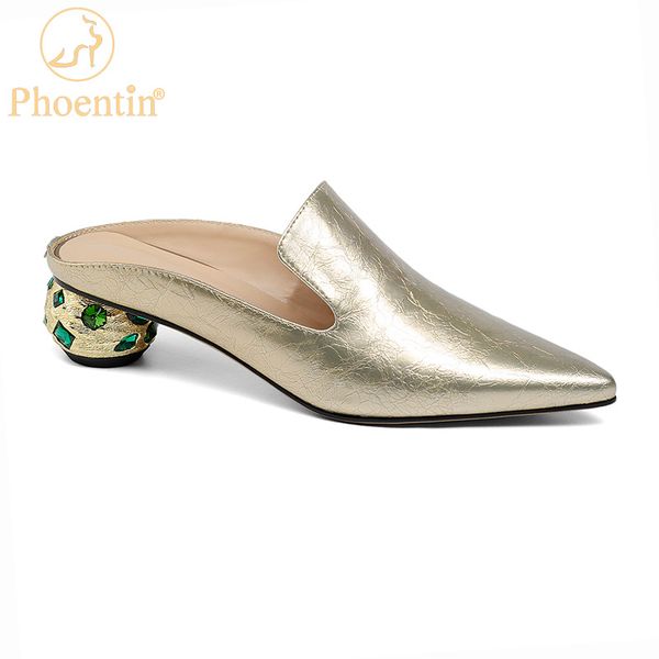 phoentin gold woman slippers pointy toe genuine leather ladies slippers summer 2020 crystal middle heels mules shoes ft1002, Black
phoentin gold woman slippers pointy toe genuine leather ladies slippers summer 2020 crystal middle heels mules shoes ft1002, Black