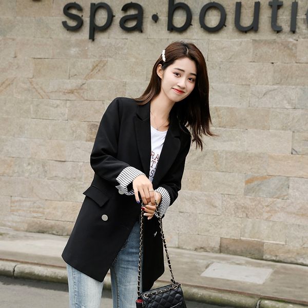 2019 autumn new suit coat for women korean style 2019 new british coat coatstyle black mid-length small suit for women, White;black
2019 autumn new suit coat for women korean style 2019 new british coat coatstyle black mid-length small suit for women, White;black