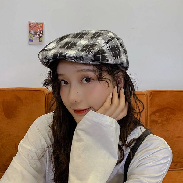 thin breathable hat women's fashion korean all-match cap black and white plaid beret beret, Blue;gray
thin breathable hat women's fashion korean all-match cap black and white plaid beret beret, Blue;gray