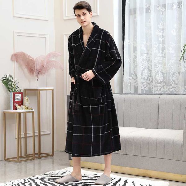 men's sleepwear men long warm winter flannel kimono bathrobe 40-130kg coral fleece plus size bath robe cozy night dressing gown women, Black;brown
men's sleepwear men long warm winter flannel kimono bathrobe 40-130kg coral fleece plus size bath robe cozy night dressing gown women, Black;brown