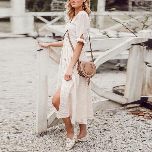 2020 summer women dress v-neck short sleeve button lacing casual shirt dress front slit female cotton beach long dresses elegant, Black;gray
2020 summer women dress v-neck short sleeve button lacing casual shirt dress front slit female cotton beach long dresses elegant, Black;gray