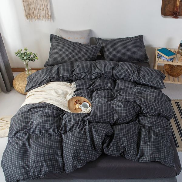 classic simple bedding set duvet cover sheet pillowcase grid solid black lattice bed linens 180x220cm double size home textile
classic simple bedding set duvet cover sheet pillowcase grid solid black lattice bed linens 180x220cm double size home textile