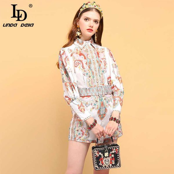 ld linda della summer women's shirt suits lantern sleeve floral printed shirt and vintage belted short pieces sets 2020, White
ld linda della summer women's shirt suits lantern sleeve floral printed shirt and vintage belted short pieces sets 2020, White