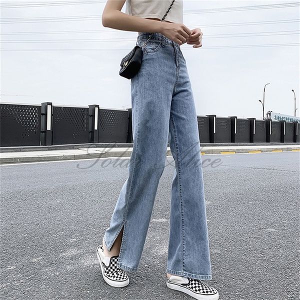 women's jeans 2021 summer high waist split straight thin mopping trousers, Blue
women's jeans 2021 summer high waist split straight thin mopping trousers, Blue