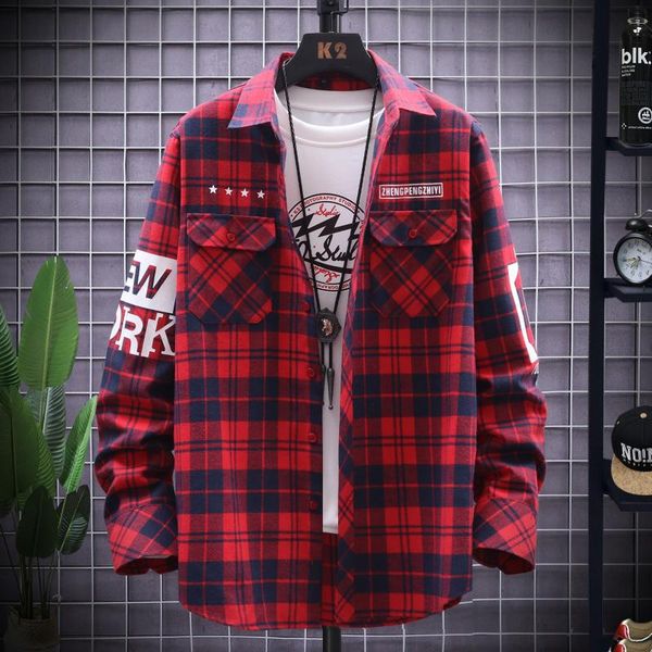 new men's slim fashion double pocket plaid printed casual long sleeve shirt red plaid shirt british men, White;black
new men's slim fashion double pocket plaid printed casual long sleeve shirt red plaid shirt british men, White;black
