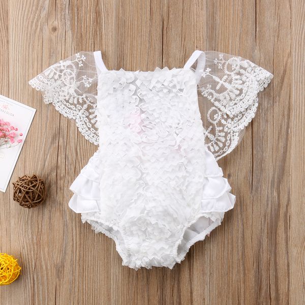 solid lace short sleeve ruffled rompers for baby girl t200721, Blue 
solid lace short sleeve ruffled rompers for baby girl t200721, Blue