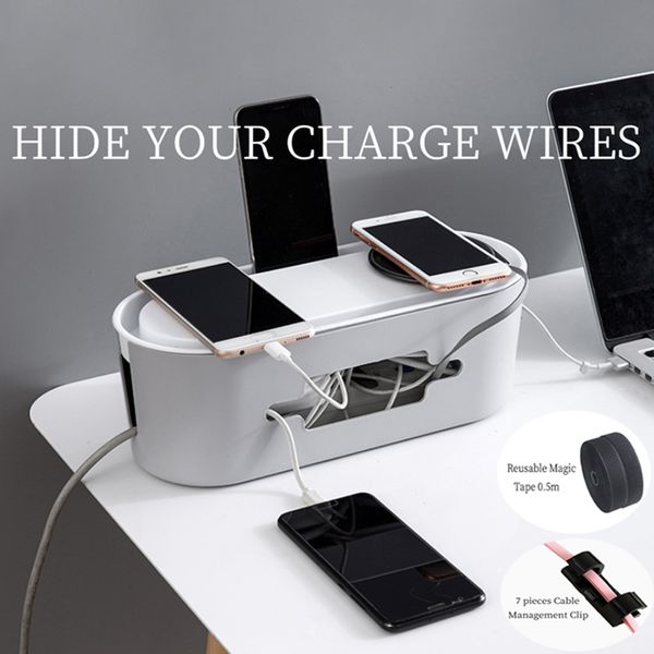 cable management box - stylish cord organizer box hides power strip and keeps cords untangled - surge protector cover keeps children safe
cable management box - stylish cord organizer box hides power strip and keeps cords untangled - surge protector cover keeps children safe