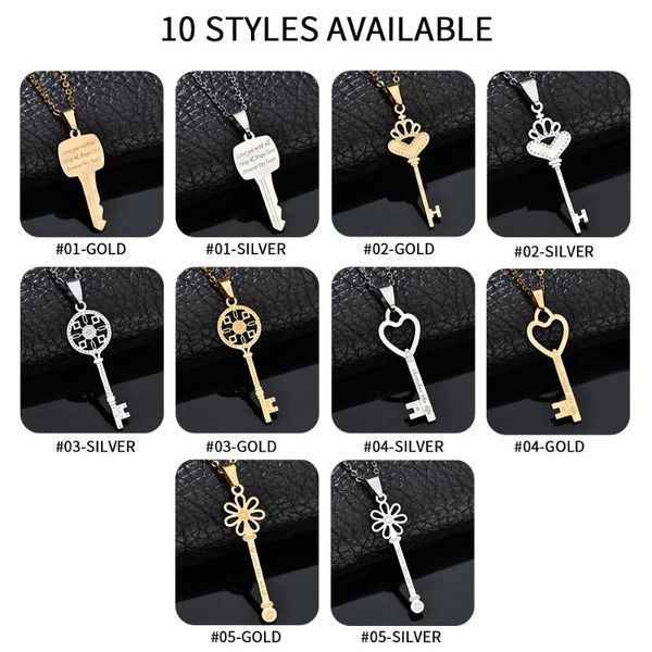 pendant necklaces stainless steel necklace for women lover's fashion key clavicle valentine's day gift card jewelry, Silver
pendant necklaces stainless steel necklace for women lover's fashion key clavicle valentine's day gift card jewelry, Silver