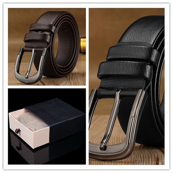 men's belt ladies belt classic business casual pin buckle waist silver buckle leather belt gift box, Black;brown 
men's belt ladies belt classic business casual pin buckle waist silver buckle leather belt gift box, Black;brown