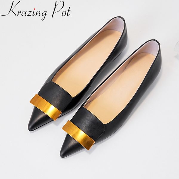 krazing pot 2020 genuine leather shallow slip on pointed toe women flats spring comfortable soft concise brand driving shoes l01, Black
krazing pot 2020 genuine leather shallow slip on pointed toe women flats spring comfortable soft concise brand driving shoes l01, Black