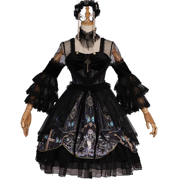 party dresses skull & butterfly ~ gothic sheer sleeve lolita dress gorgeous by ylf, White;black
party dresses skull & butterfly ~ gothic sheer sleeve lolita dress gorgeous by ylf, White;black