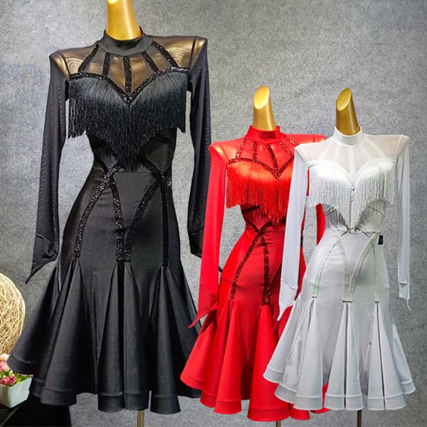 stage wear 3 colors latin dance dress for women vestido flecos tassels flamengo rumba/tango/salsa practice competitive, Black;red
stage wear 3 colors latin dance dress for women vestido flecos tassels flamengo rumba/tango/salsa practice competitive, Black;red