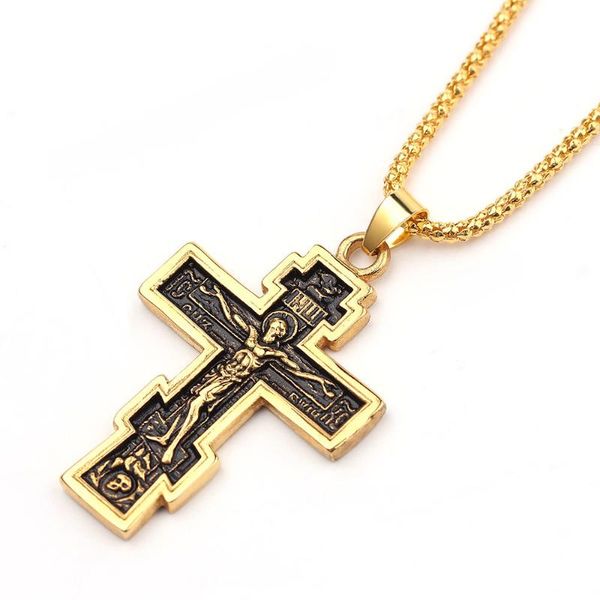 vintage religion cross of jesus gold pendant necklace male charm hip-hop necklace back runic bible english long chain jewelry, Silver
vintage religion cross of jesus gold pendant necklace male charm hip-hop necklace back runic bible english long chain jewelry, Silver