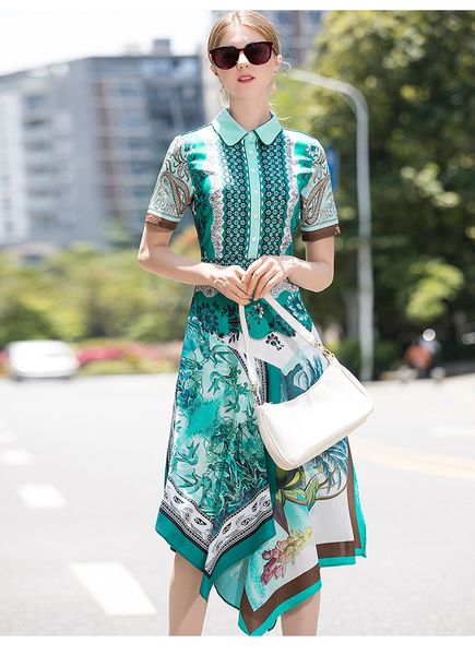 618 2020 summer brand same style empire flora print short sleeve prom dress asymmetrical lapel neck polyester jq, Black
618 2020 summer brand same style empire flora print short sleeve prom dress asymmetrical lapel neck polyester jq, Black