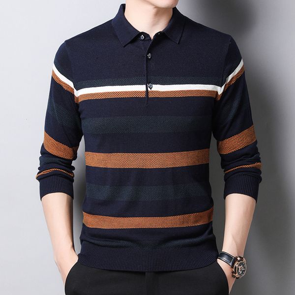 2020 men's autumn fashion outer wear long-sleeved sweater youth lapel mixed color stripe knit low waist jersey, White;black
2020 men's autumn fashion outer wear long-sleeved sweater youth lapel mixed color stripe knit low waist jersey, White;black