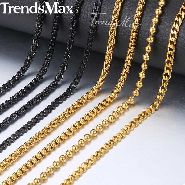 18-26" necklace for men women stainless steel wheat bead box rope cuban link chain gold black 2020 fashion long necklaces knn3, Silver
18-26" necklace for men women stainless steel wheat bead box rope cuban link chain gold black 2020 fashion long necklaces knn3, Silver