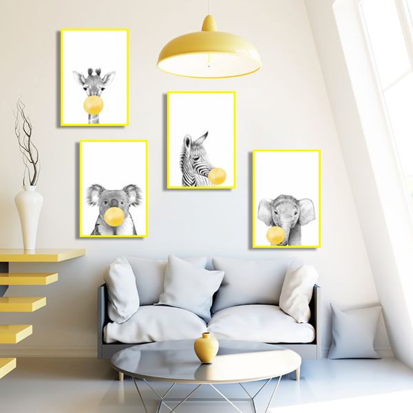 zebra elephant giraffe koala canvas painting bubble gum poster safari animal print black and white wall art baby room decor
zebra elephant giraffe koala canvas painting bubble gum poster safari animal print black and white wall art baby room decor