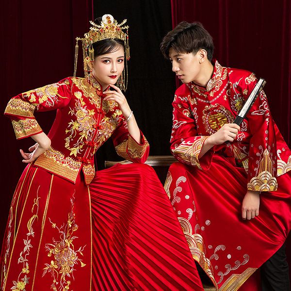 ethnic clothing chinese traditional bride pratensis style couple red evening gown wedding dress female slim cheongsam robe
ethnic clothing chinese traditional bride pratensis style couple red evening gown wedding dress female slim cheongsam robe