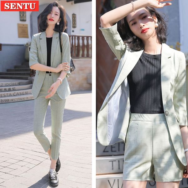 sy602 thin coat coat 2020 spring and summer new professional slim fit medium sleeve small suit women's plaid suit top, White;black
sy602 thin coat coat 2020 spring and summer new professional slim fit medium sleeve small suit women's plaid suit top, White;black