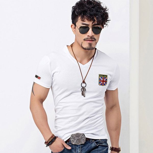 new arrival flag t shirt men summer fashion british flag embroidered men slim fit v neck t shirt brand men cotton funny t shirts cx200709, White;black
new arrival flag t shirt men summer fashion british flag embroidered men slim fit v neck t shirt brand men cotton funny t shirts cx200709, White;black
