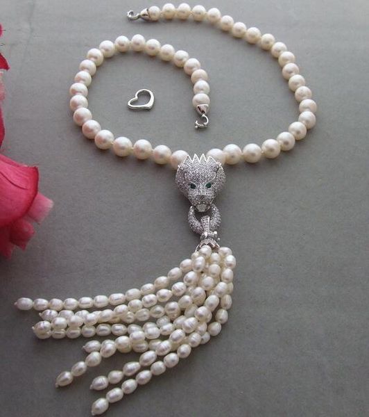 charming 20" 9-10 mm white pearl&rhinestone pendant necklace, Silver
charming 20" 9-10 mm white pearl&rhinestone pendant necklace, Silver