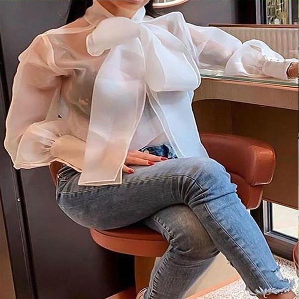 2020 summer long puff sleeve bowknot белый sheer блуза женщин рубашки офис дамы топы корейской моды женский clubwear одежды, White
2020 summer long puff sleeve bowknot белый sheer блуза женщин рубашки офис дамы топы корейской моды женский clubwear одежды, White