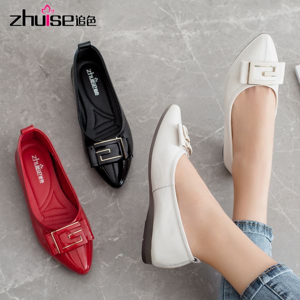 zhuise women's shoes autumn 2020 new patent leather versatile shallow mouth leather korean red flat soft sole shoes, Black
zhuise women's shoes autumn 2020 new patent leather versatile shallow mouth leather korean red flat soft sole shoes, Black