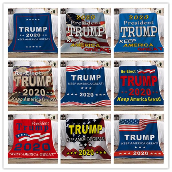 New 130*150cm Blanket Trump 2020 Keep America Great Letters Double Thicken Blanket Square Throw Blanket President Election Carpet Dhl D73003