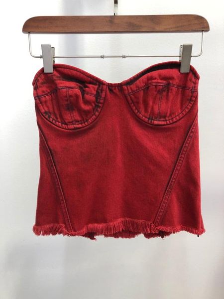 2020 new ladies fashion sleeveless casual solid color denim wrapped chest 0711, White
2020 new ladies fashion sleeveless casual solid color denim wrapped chest 0711, White