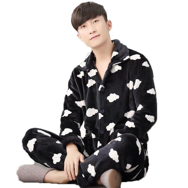 2020 winter pijamas hombre thick sleeping wear cartoon print coral fleece mens pyjama sets long sleeve coral velvet male pajamas, Black;brown 
2020 winter pijamas hombre thick sleeping wear cartoon print coral fleece mens pyjama sets long sleeve coral velvet male pajamas, Black;brown