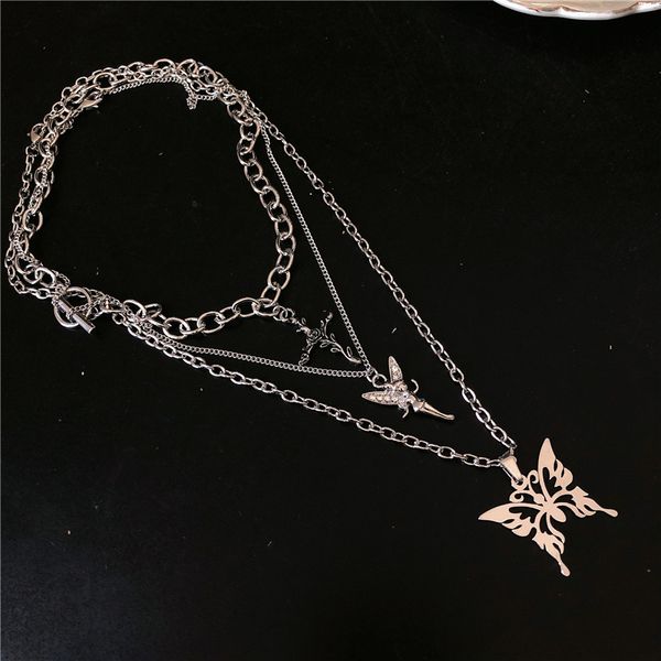 kpop gothic harajuku multi-layer angel cross rose butterfly pendant chains necklace for egirl women men punk aesthetic jewelry, Silver
kpop gothic harajuku multi-layer angel cross rose butterfly pendant chains necklace for egirl women men punk aesthetic jewelry, Silver