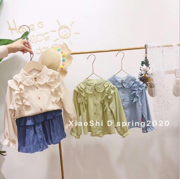 2020 korean style girls ruffles shirt fashion spring girls blouse 2-7t c841, White;black
2020 korean style girls ruffles shirt fashion spring girls blouse 2-7t c841, White;black