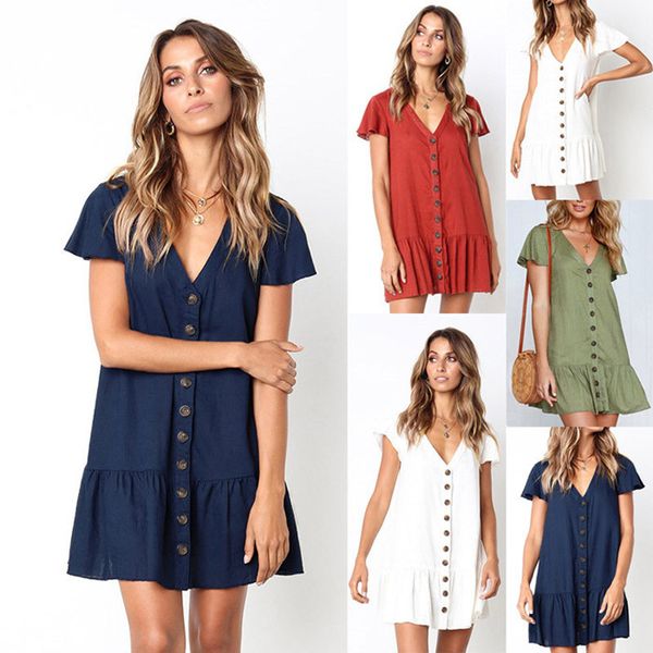 summer 2019 leisure vestidos ladies women dress ruffle ladies sundress v-neck flax button mini former for loose party dress, Black;gray
summer 2019 leisure vestidos ladies women dress ruffle ladies sundress v-neck flax button mini former for loose party dress, Black;gray