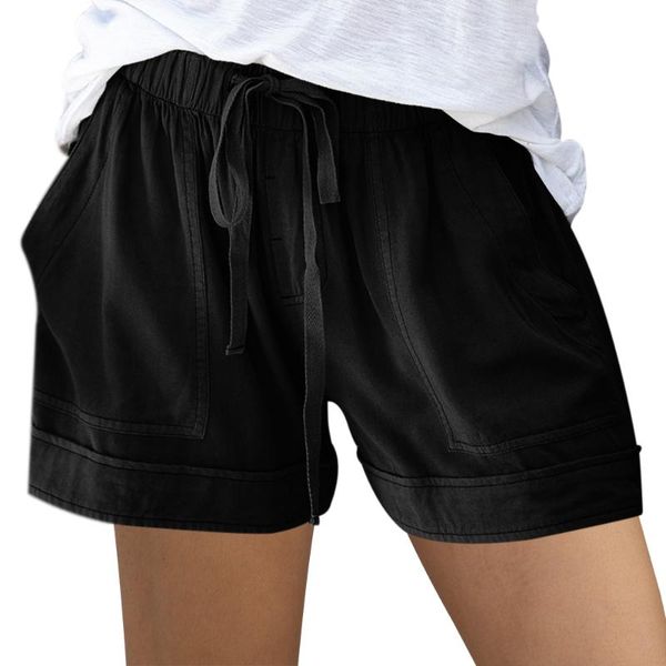 new summer women casual elastic waist pocketed loose shorts lace up short black beach sport shorts, White;black
new summer women casual elastic waist pocketed loose shorts lace up short black beach sport shorts, White;black