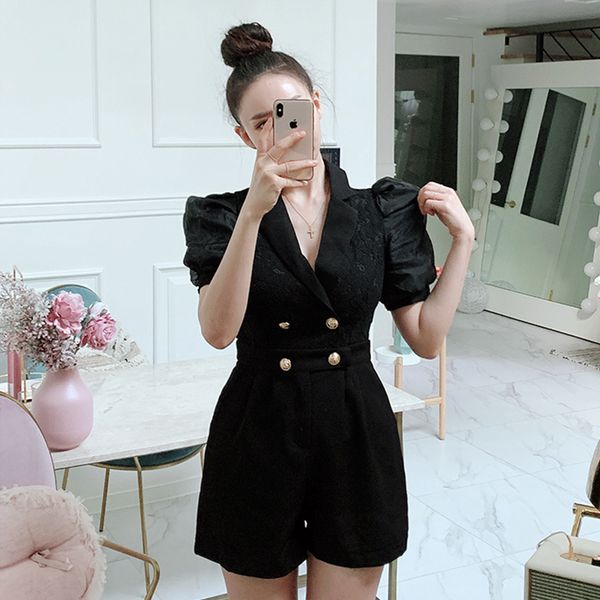 office lady playsuits high waist casual short jumpsuits women summer wide legs rompers simple black work wear playsuits ta3772, Black;white
office lady playsuits high waist casual short jumpsuits women summer wide legs rompers simple black work wear playsuits ta3772, Black;white