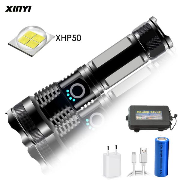 80000lm Powerful Led Xhp50 Usb Charging 5mode Zoom Led Torch Lanter 1*18650 Battery For Camping Lamp