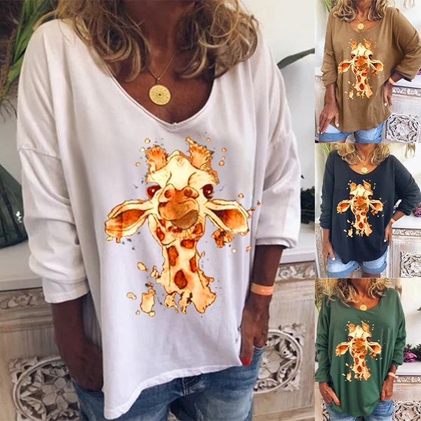 2020 autumn new long-sleeved coat t-shirt t-shirt printed animal pattern printed large size women's clothing, White
2020 autumn new long-sleeved coat t-shirt t-shirt printed animal pattern printed large size women's clothing, White