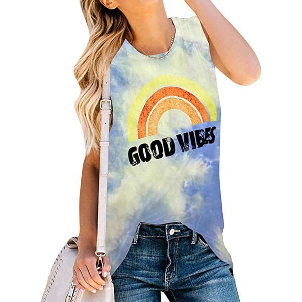 summer rainbow print tank women tie-dye cotton casual sleeveless t-shirt plus size harajuk women clothes, White
summer rainbow print tank women tie-dye cotton casual sleeveless t-shirt plus size harajuk women clothes, White