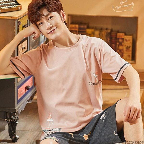 new new men's summer cotton short-sleeved shorts pajamas set thin section home suit multi-style large size men's pajamas, Black;brown
new new men's summer cotton short-sleeved shorts pajamas set thin section home suit multi-style large size men's pajamas, Black;brown