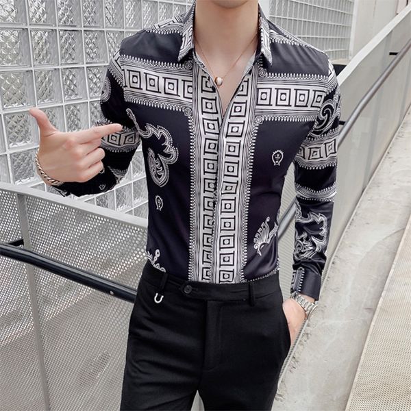 men's casual shirts 2021 dragon print men shirt long sleeve fashion slim fit dress night club party social streetwear sa-8, White;black
men's casual shirts 2021 dragon print men shirt long sleeve fashion slim fit dress night club party social streetwear sa-8, White;black