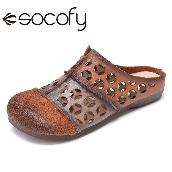 socofy women distressed leather shoes hollow out flat mules casual summer beach sandals ladies slip-on round toe shoes 2020, Black
socofy women distressed leather shoes hollow out flat mules casual summer beach sandals ladies slip-on round toe shoes 2020, Black