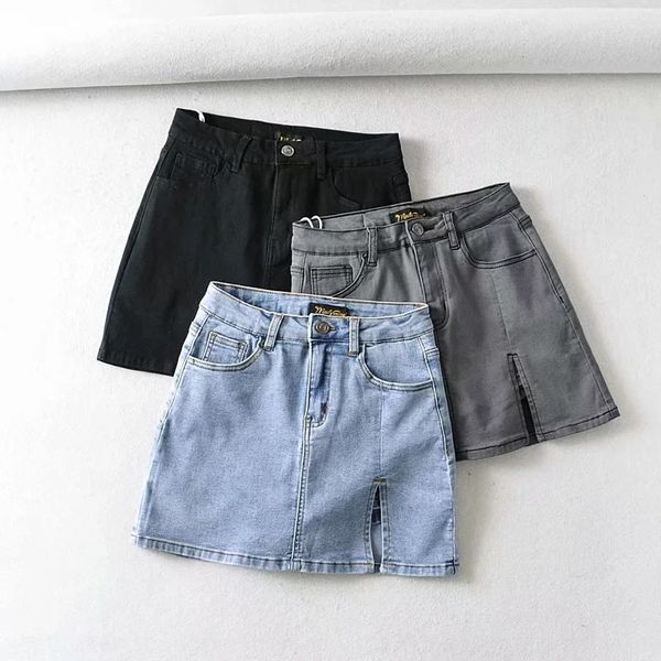 1066 wind side split anti-exposure underwear high waist stretch a denim skirt underwear denim skirt- line slim hip skirt, Black 
1066 wind side split anti-exposure underwear high waist stretch a denim skirt underwear denim skirt- line slim hip skirt, Black