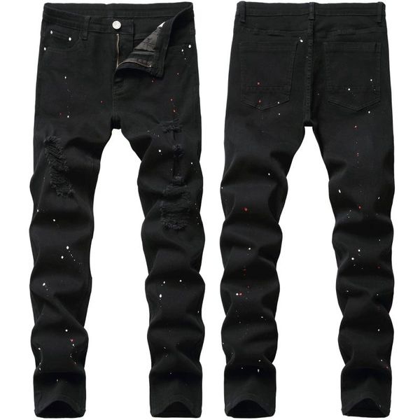 men's jeans black fashion dot printed mens denim pants elastic slim ripped punk destroyed designer hip hop homme, Blue
men's jeans black fashion dot printed mens denim pants elastic slim ripped punk destroyed designer hip hop homme, Blue