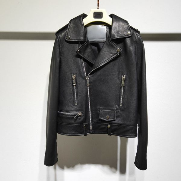 motorcycle sheepskin jackets women spring star decoration genuine leather jacket short style clothes slim coat, Black
motorcycle sheepskin jackets women spring star decoration genuine leather jacket short style clothes slim coat, Black