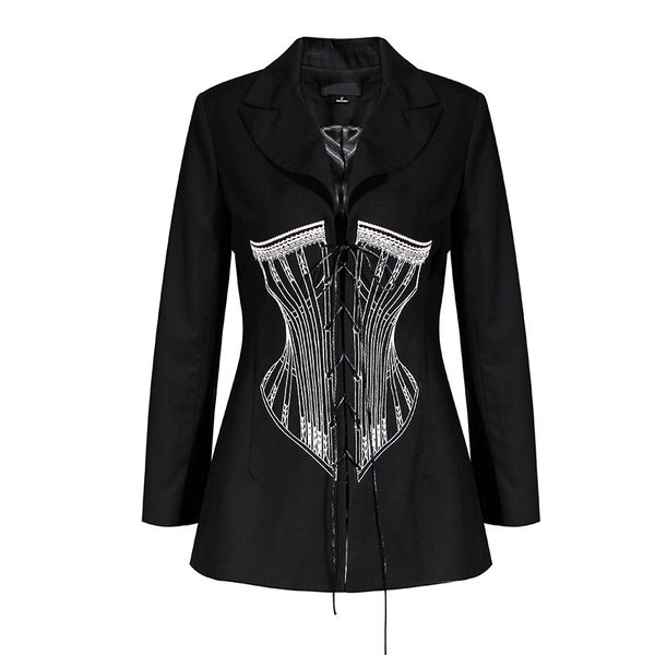 sondr hit color embroidery blazer for women notch collar long sleeve lace up high waist suit female 2020 autumn new, White;black
sondr hit color embroidery blazer for women notch collar long sleeve lace up high waist suit female 2020 autumn new, White;black
