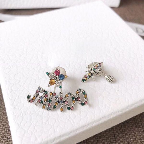 c804 stylish little bee retro letter ear stud s925 asymmetrical earrings super fairy temperament go with everything, Golden;silver
c804 stylish little bee retro letter ear stud s925 asymmetrical earrings super fairy temperament go with everything, Golden;silver