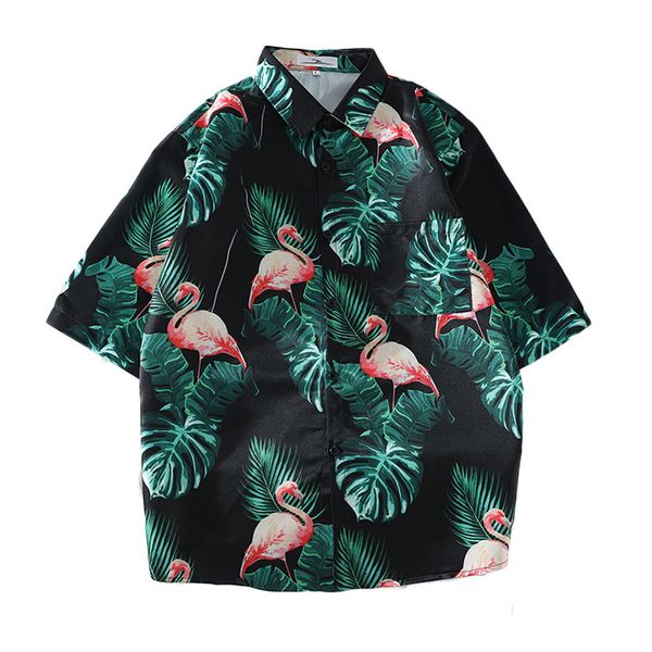 men's tropical hawaiian shirt casual button down short sleeve shirt flamingo leaf print, White;black
men's tropical hawaiian shirt casual button down short sleeve shirt flamingo leaf print, White;black