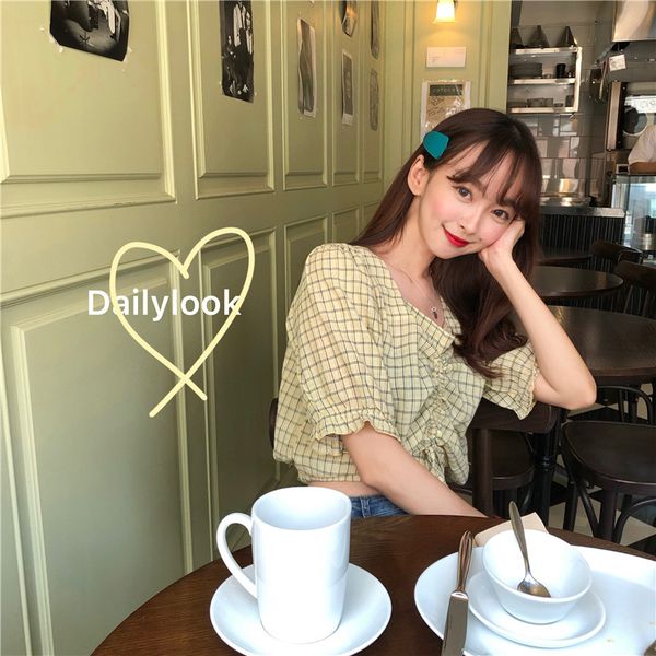 women's blouses & shirts shirt femme v neck women short sleeve crop plaid yellow girls blouse plus size summer blusas, White
women's blouses & shirts shirt femme v neck women short sleeve crop plaid yellow girls blouse plus size summer blusas, White