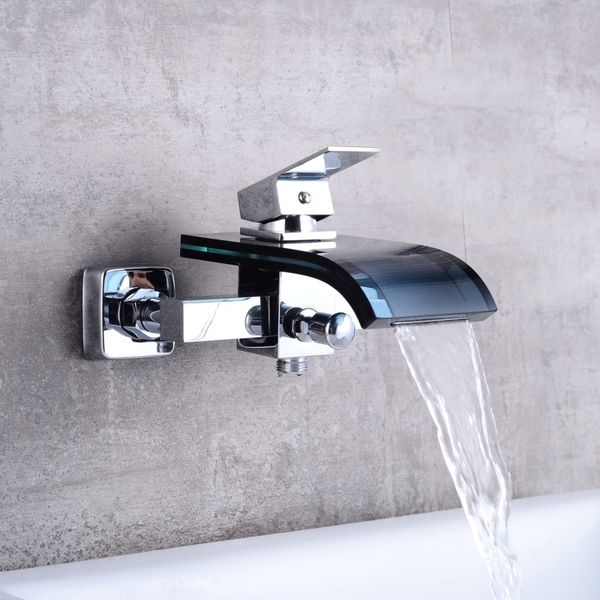 waterfall black glass and chrome brass faucet wall mounted bathtub faucet single handle basin tap lh-8001
waterfall black glass and chrome brass faucet wall mounted bathtub faucet single handle basin tap lh-8001